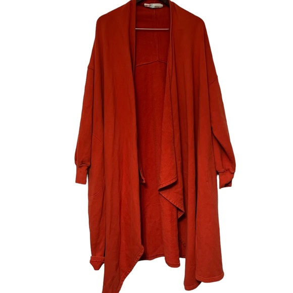 FREE PEOPLE Beach Red Eye Burnt Orange Open Cardigan Coat Jacket - Picture 6 of 7